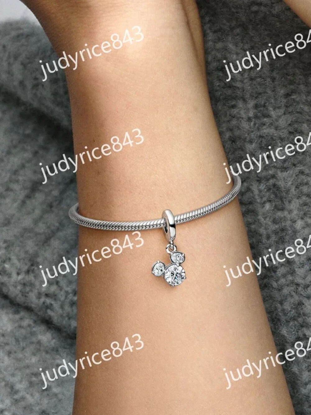 Pandora Disney Mickey Mouse Sparkling Head Silhouette Dangle Charm